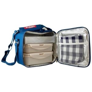 Сумка для обедов Bergner Walking business BG-3652-BL 5 предметов 23х22х13.5 см голубая