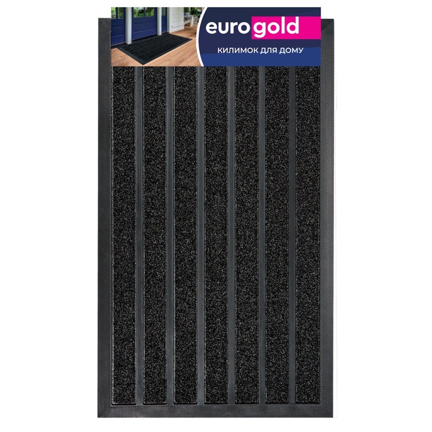 Коврик придверный Eurogold S-6074-BLA 45х75 см черный
